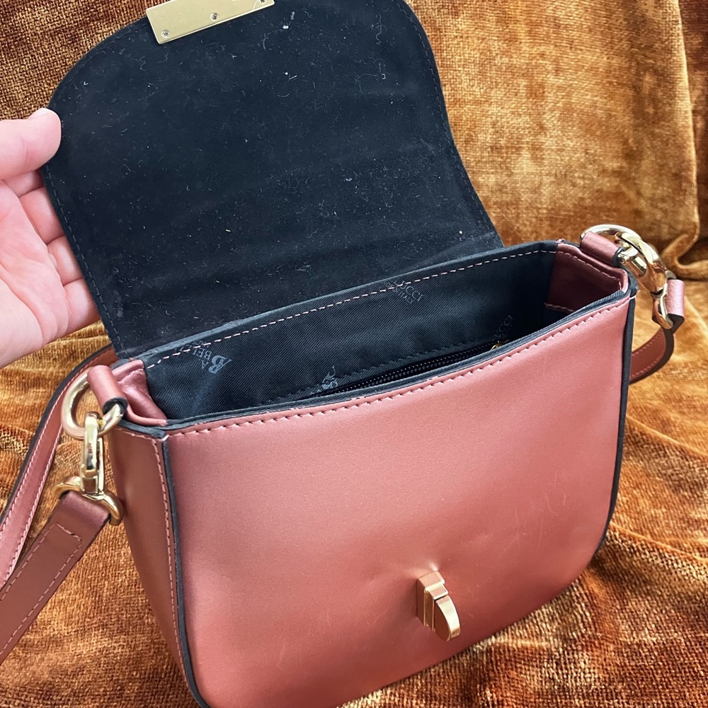Metallic Rose Italian Leather Handbag